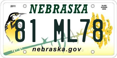 NE license plate 81ML78