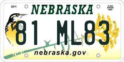 NE license plate 81ML83