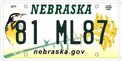 NE license plate 81ML87