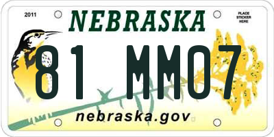 NE license plate 81MM07