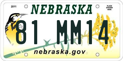 NE license plate 81MM14
