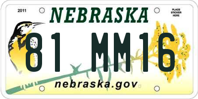 NE license plate 81MM16