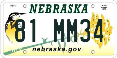 NE license plate 81MM34