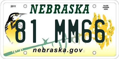 NE license plate 81MM66