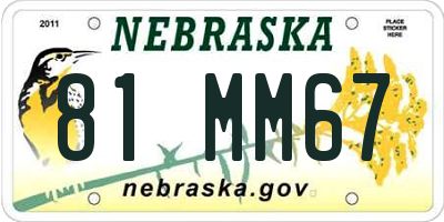 NE license plate 81MM67