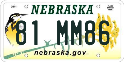 NE license plate 81MM86