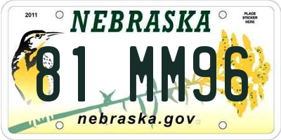 NE license plate 81MM96