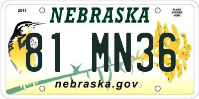NE license plate 81MN36