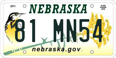 NE license plate 81MN54