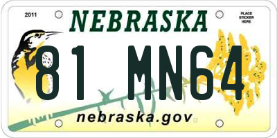 NE license plate 81MN64