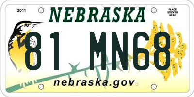 NE license plate 81MN68