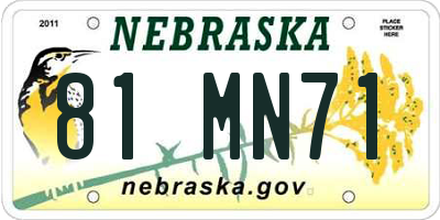 NE license plate 81MN71