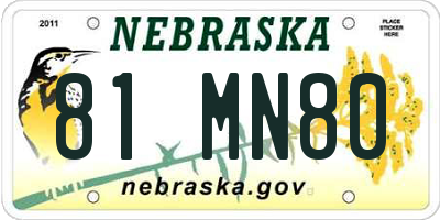 NE license plate 81MN80