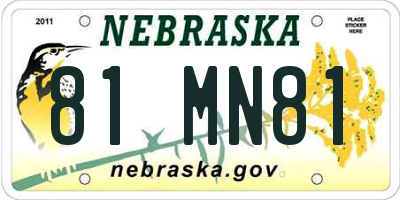 NE license plate 81MN81