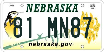 NE license plate 81MN87