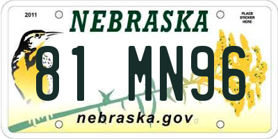 NE license plate 81MN96