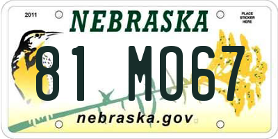 NE license plate 81MO67