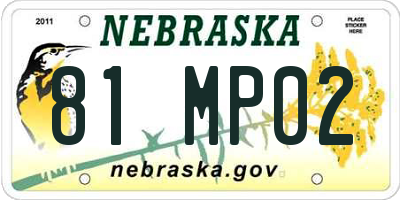 NE license plate 81MP02