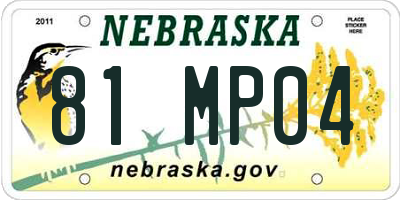 NE license plate 81MP04