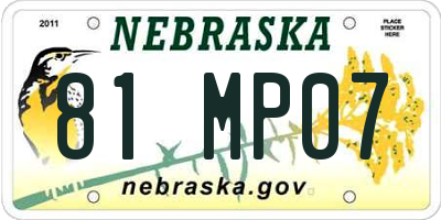 NE license plate 81MP07