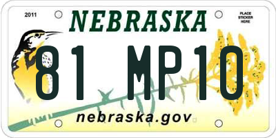NE license plate 81MP10