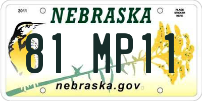 NE license plate 81MP11