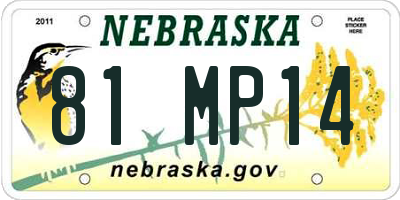 NE license plate 81MP14