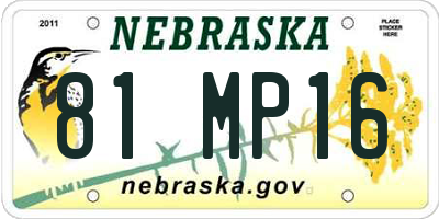 NE license plate 81MP16