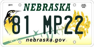 NE license plate 81MP22