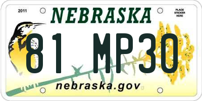NE license plate 81MP30