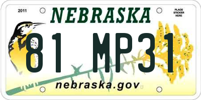 NE license plate 81MP31