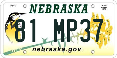 NE license plate 81MP37