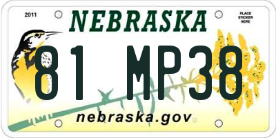 NE license plate 81MP38