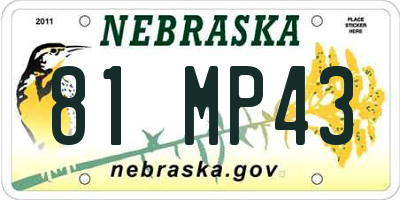 NE license plate 81MP43