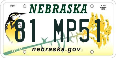 NE license plate 81MP51