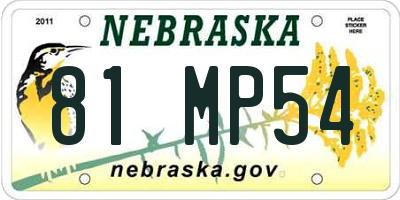 NE license plate 81MP54