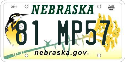 NE license plate 81MP57