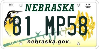 NE license plate 81MP58