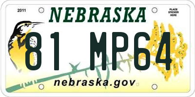 NE license plate 81MP64