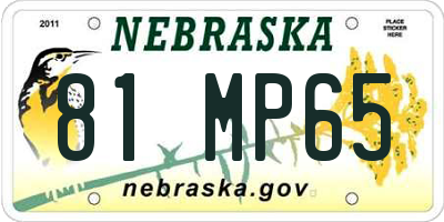 NE license plate 81MP65