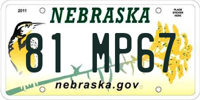 NE license plate 81MP67