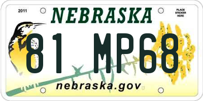 NE license plate 81MP68