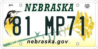 NE license plate 81MP71