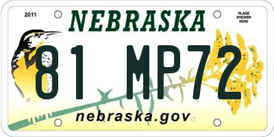 NE license plate 81MP72