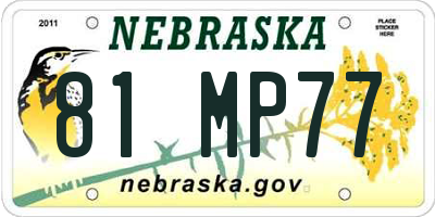 NE license plate 81MP77