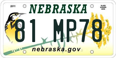 NE license plate 81MP78