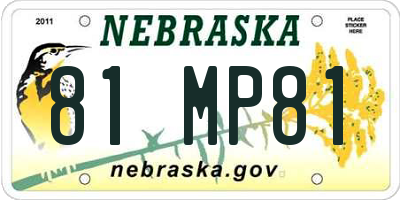 NE license plate 81MP81