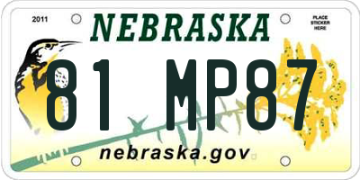 NE license plate 81MP87