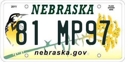 NE license plate 81MP97