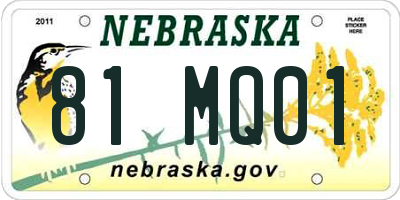 NE license plate 81MQ01